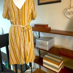 Mustard yellow vintage linen dress.